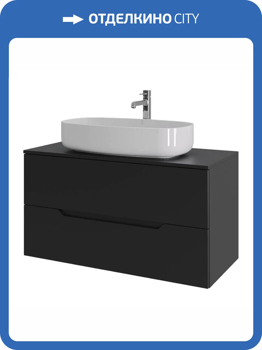 Тумба с раковиной Orange Лайн Li-100TubMDF+B07-675W черная матовая, 100 см фото 8