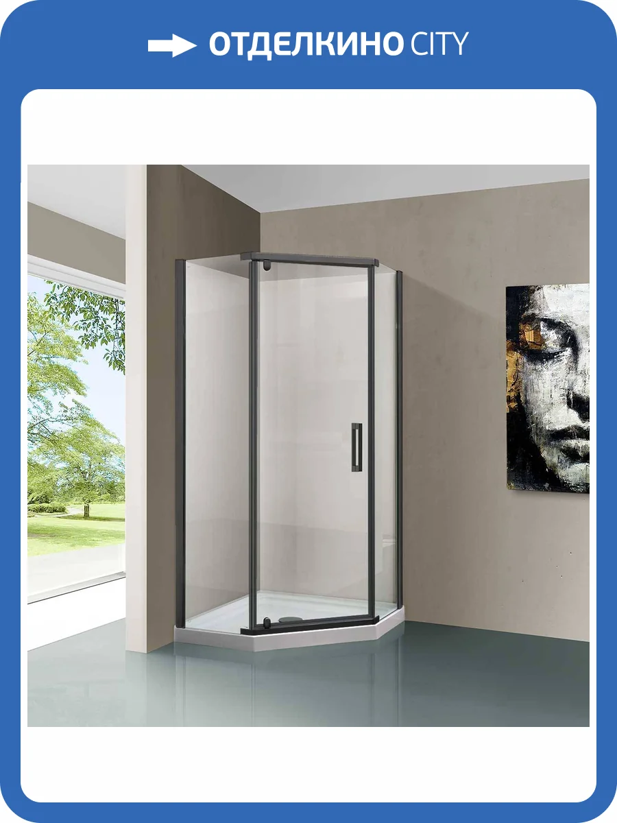 Душевой уголок Vincea Stresa VSP-1S900CLGM 900x900, вороненая сталь, стекло прозрачное фото 8