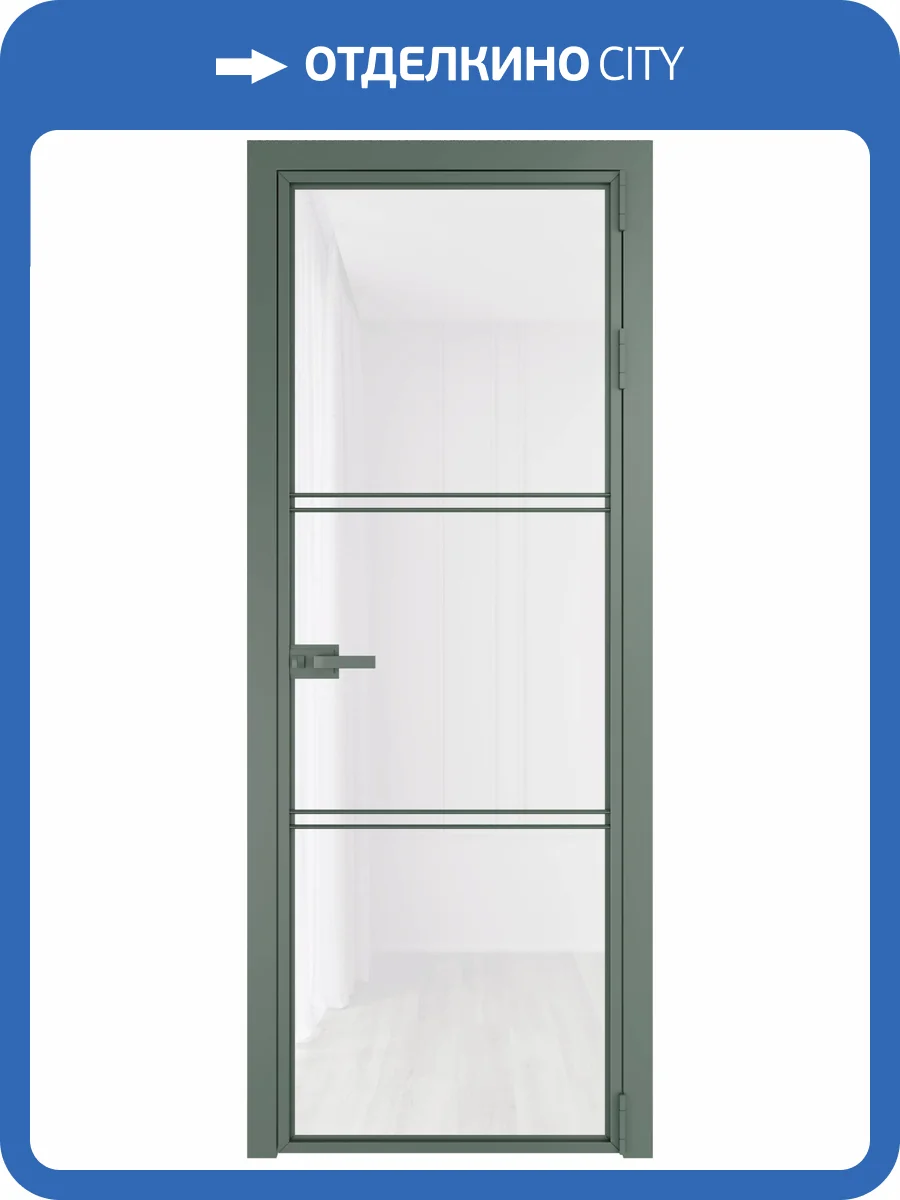 Межкомнатная дверь Profil Doors 3 AX цвет профиля Зеленый воск, стекло безопасное 6 мм белый триплекс 800x2000 фото 2
