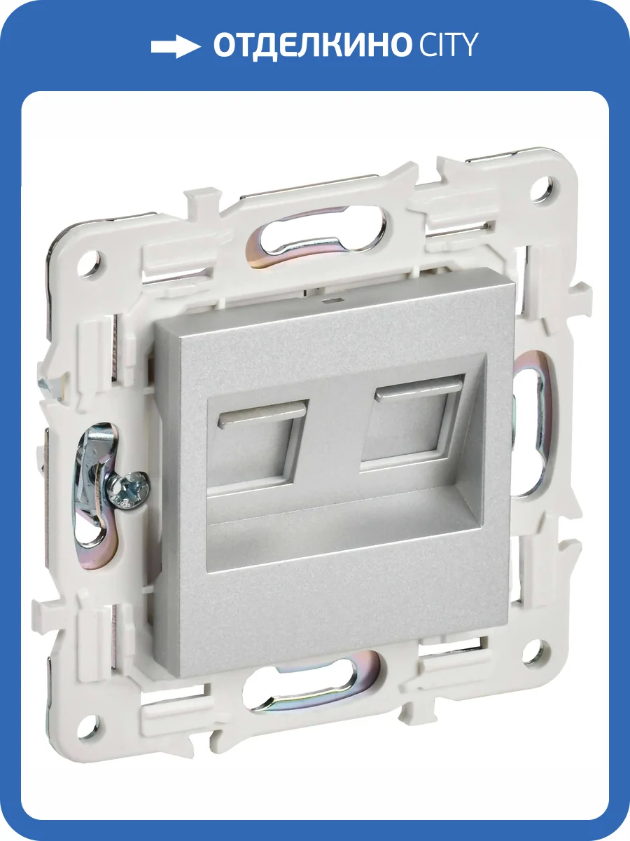 Розетка компьютерная RJ45 2-местная IEK Skandy SK-K20-2-K23 серебряный фото 3