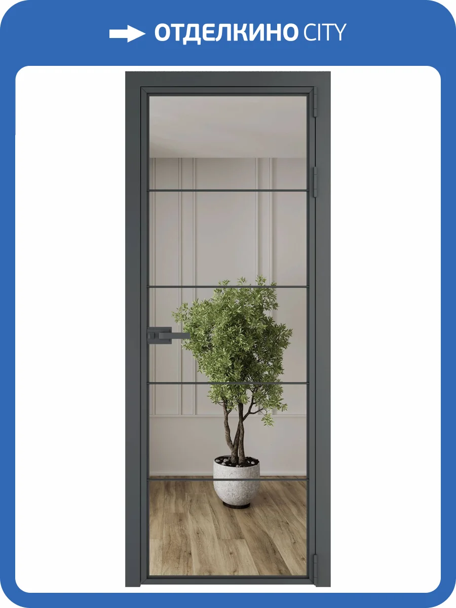 Межкомнатная дверь Profil Doors 5 AX цвет профиля Серая ночь, стекло безопасное 6 мм зеркало 800x2000 фото 2