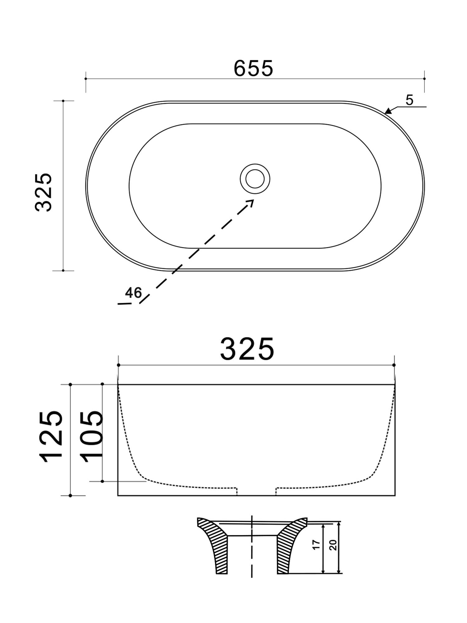 Раковина Wonzon & Woghand Ontario WW-RN41363-MW белая матовая, 65.5 см фото 3