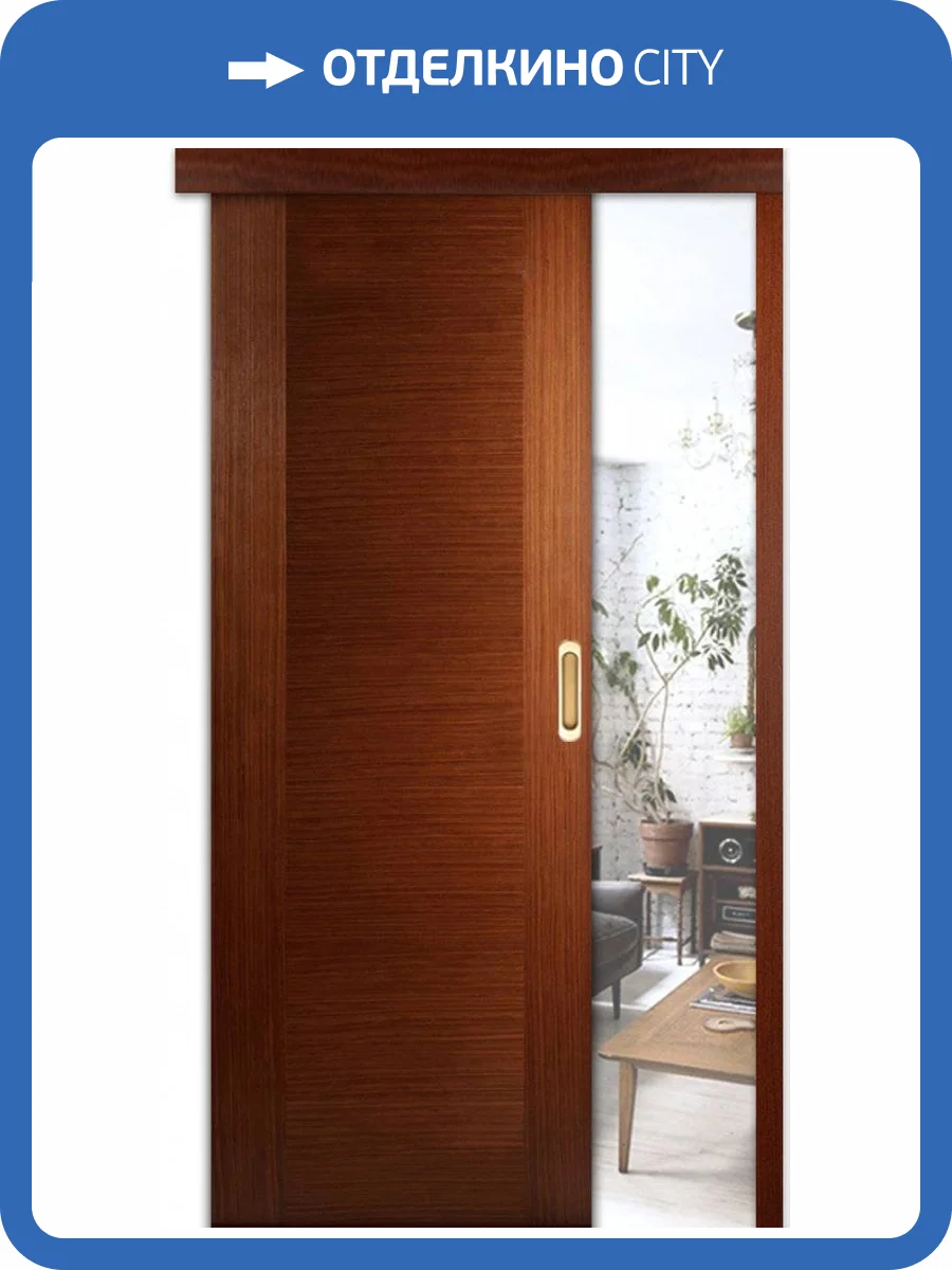 Раздвижная шпонированная дверь Belwooddoors Классика люкс глухая орех 900x2000 фото 2