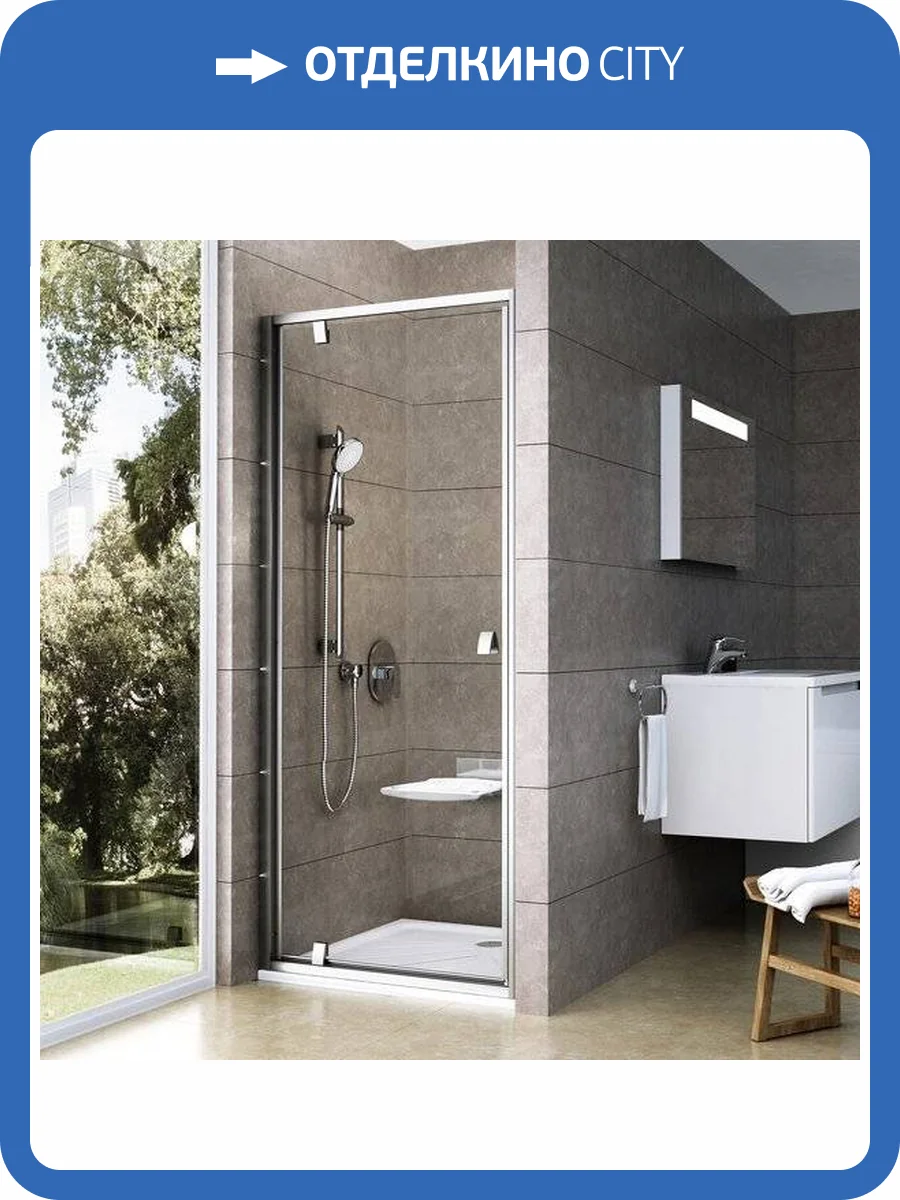 Душевая дверь в нишу Ravak PDOP1-80 Transparent, профиль сатин фото 6