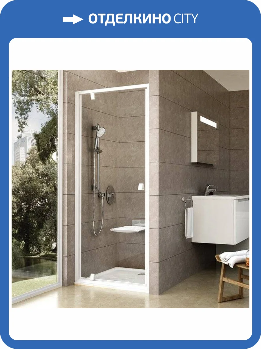 Душевая дверь в нишу Ravak PDOP1-90 Transparent, профиль и ручки белые фото 6