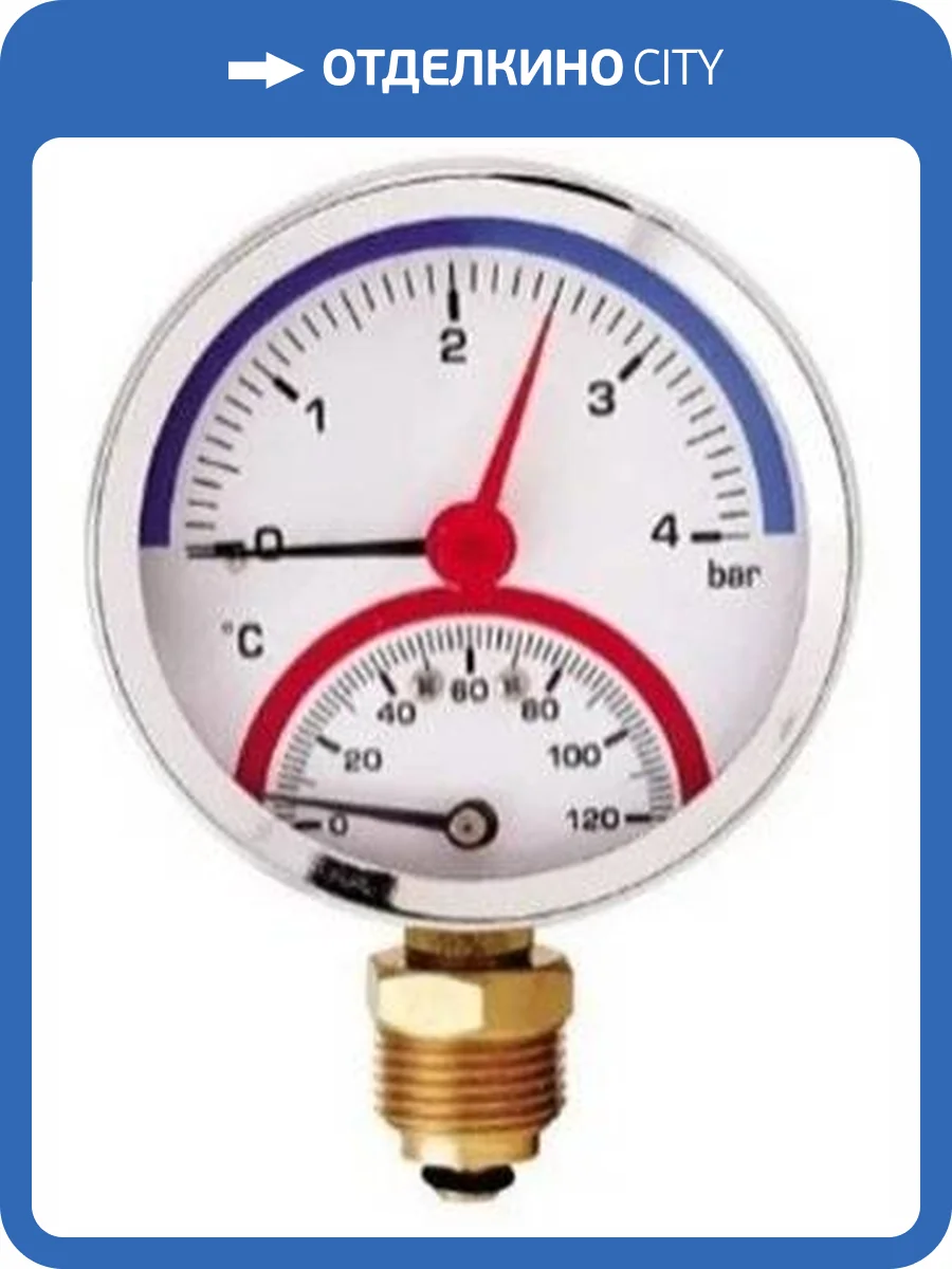 Термоманометр MVI радиальный диаметр корпуса, мм: D80, 6 bar (0,6 МПа) от 0C до 120C, 1/2 фото 2