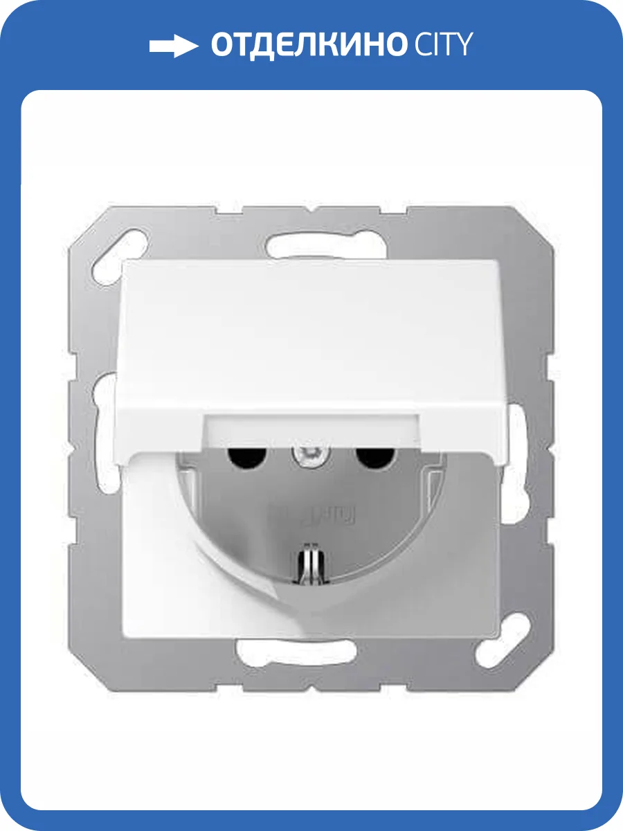 Розетка с заземлением с крышкой безвинтовой зажим Jung A 500 белая A1520KLWW фото 2