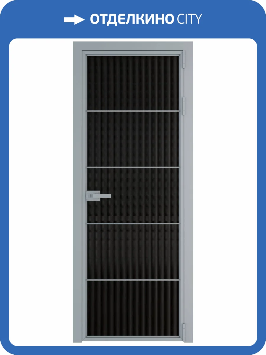 Межкомнатная дверь Profil Doors 5 AX цвет профиля Серебро, стекло безопасное 6 мм мору черный 800x2000 фото 2