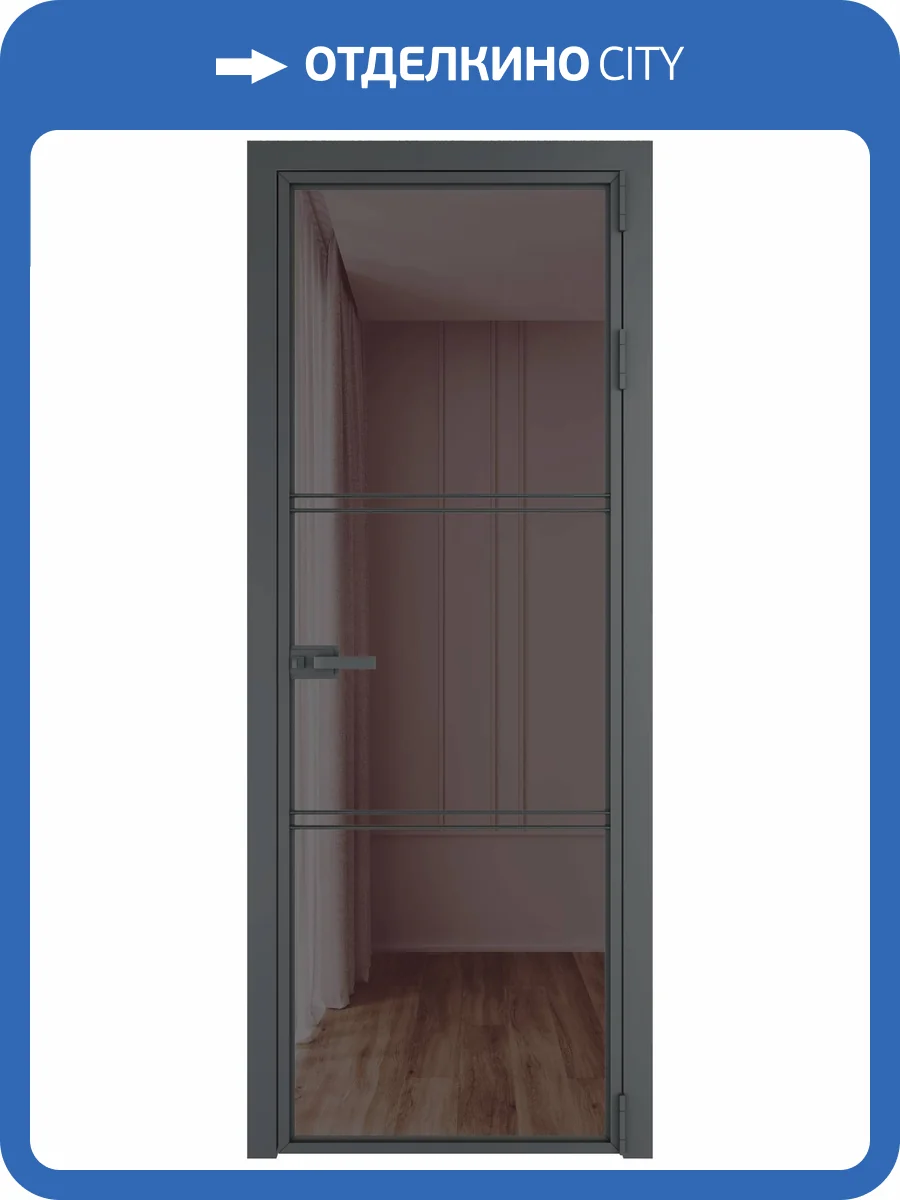 Межкомнатная дверь Profil Doors 3 AX цвет профиля Серая ночь, стекло безопасное 6 мм золотистая бронза 600x2000 фото 2