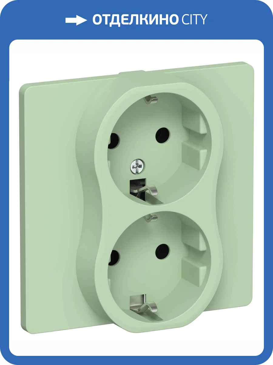 Розетка 2-местная с заземлением IEK Flite FI-R21C-16-1-K93 фисташковый фото 2