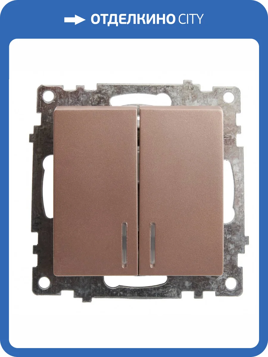 Выключатель 2-клавишный с индикатором Stekker Катрин 39593 фото 2