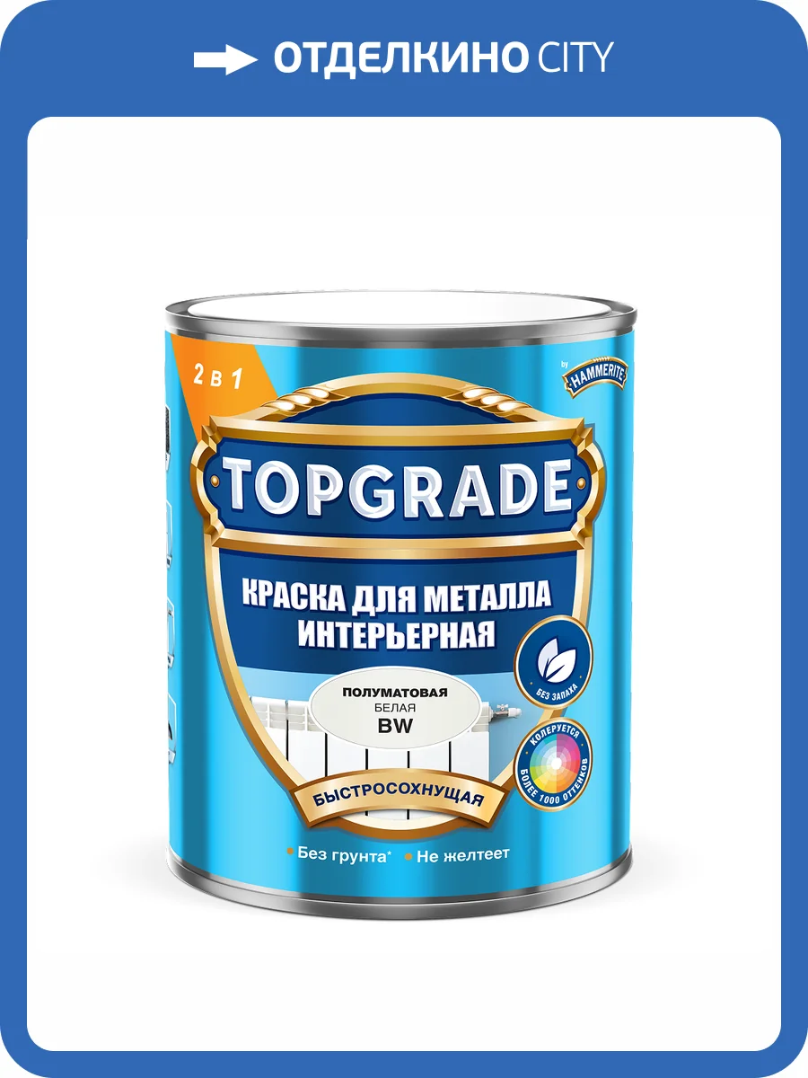 Краска для металла интерьерная Topgrade полуматовая база BW 0.9 л фото 2
