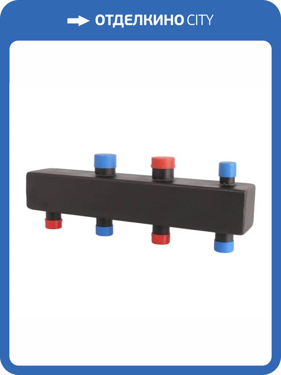 Стальной распределительный коллектор Rommer 2 отопительных контура 1 х 1 1/4 фото 2