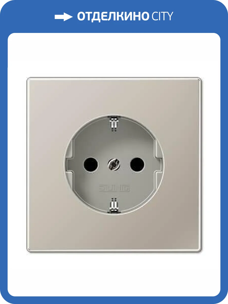 Розетка с заземлением с защитными шторками безвинтовой зажим Jung LS 990 edelstahl ES1520KI фото 2