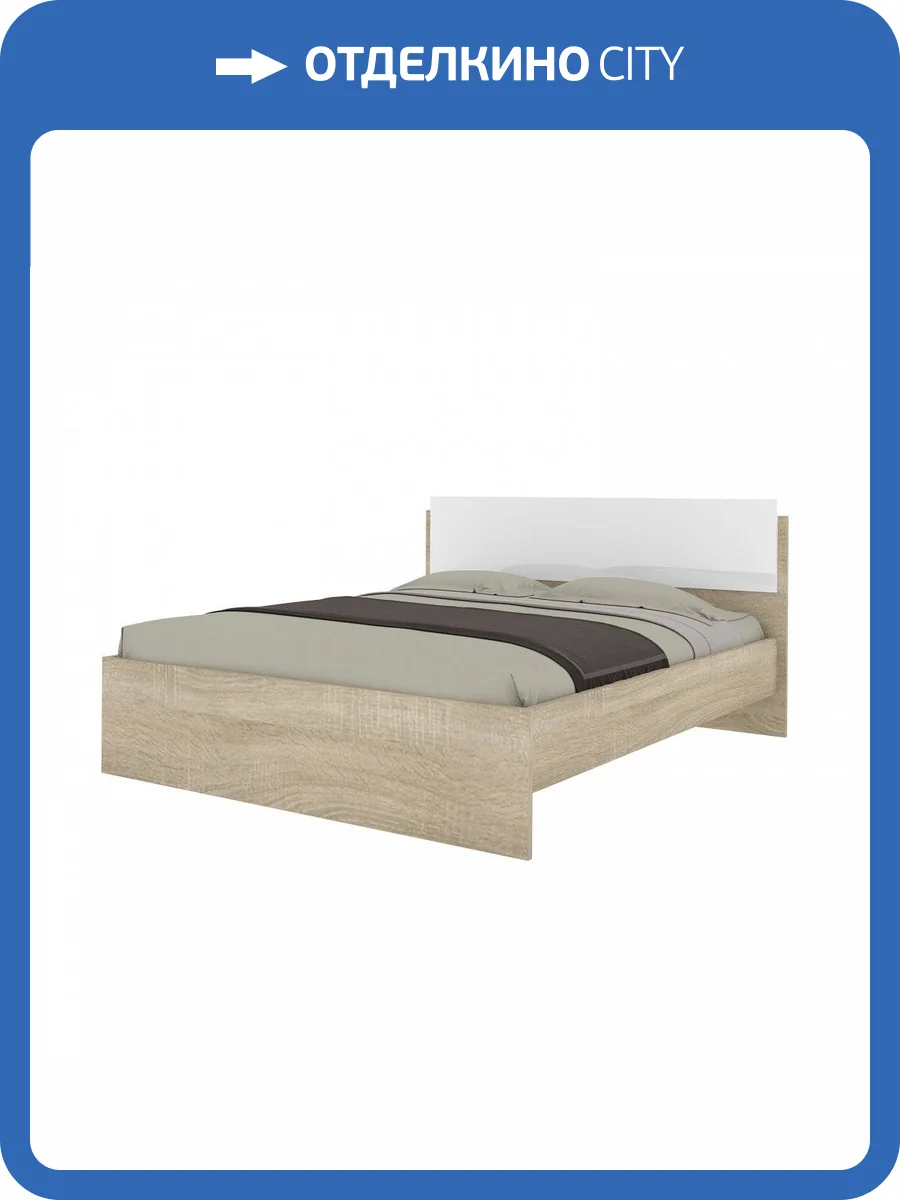 Кровать НК-Мебель Бланка 160*200 Дуб Сонома/Белый глянец фото 2
