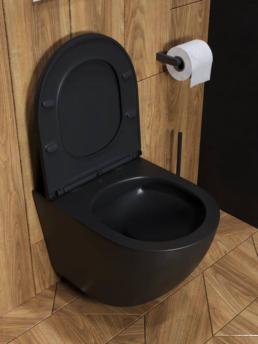 Унитаз подвесной Watersense Milana S W00080 безободковый, сиденье микролифт, черный матовый фото 9