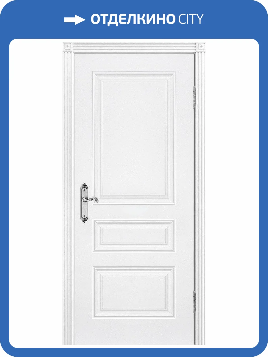 Межкомнатная дверь эмаль Шейл Дорс Трио В1, глухая, белый, без патины 900x2000 фото 2