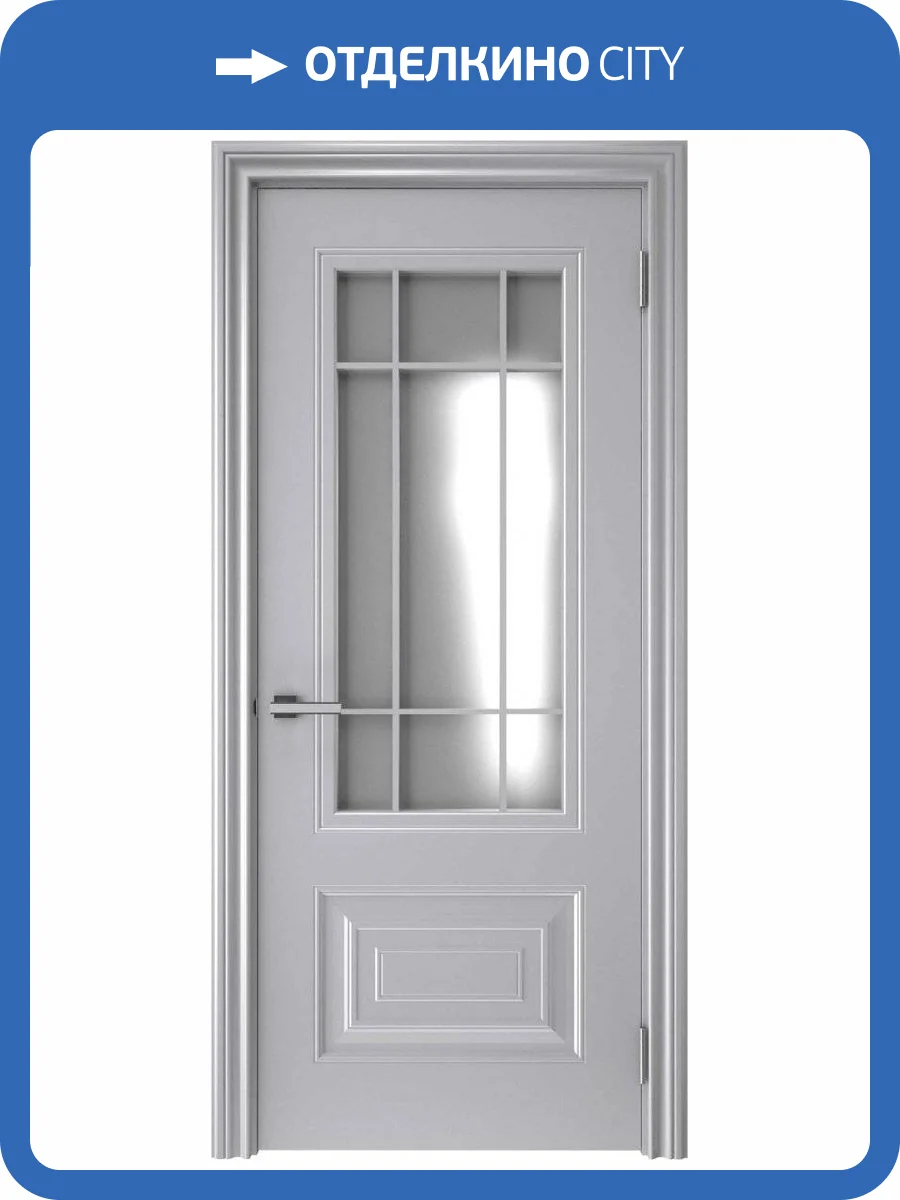 Межкомнатная дверь эмаль Текона СМАЛЬТА-46, остекленная, серая ral 7036 900x2000 фото 2