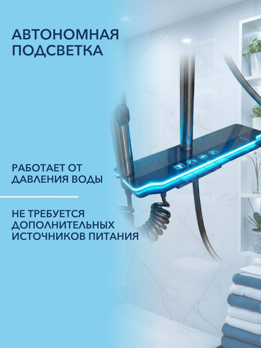 Душевая система Watersense Amelia Powerful W01817 графит фото 9