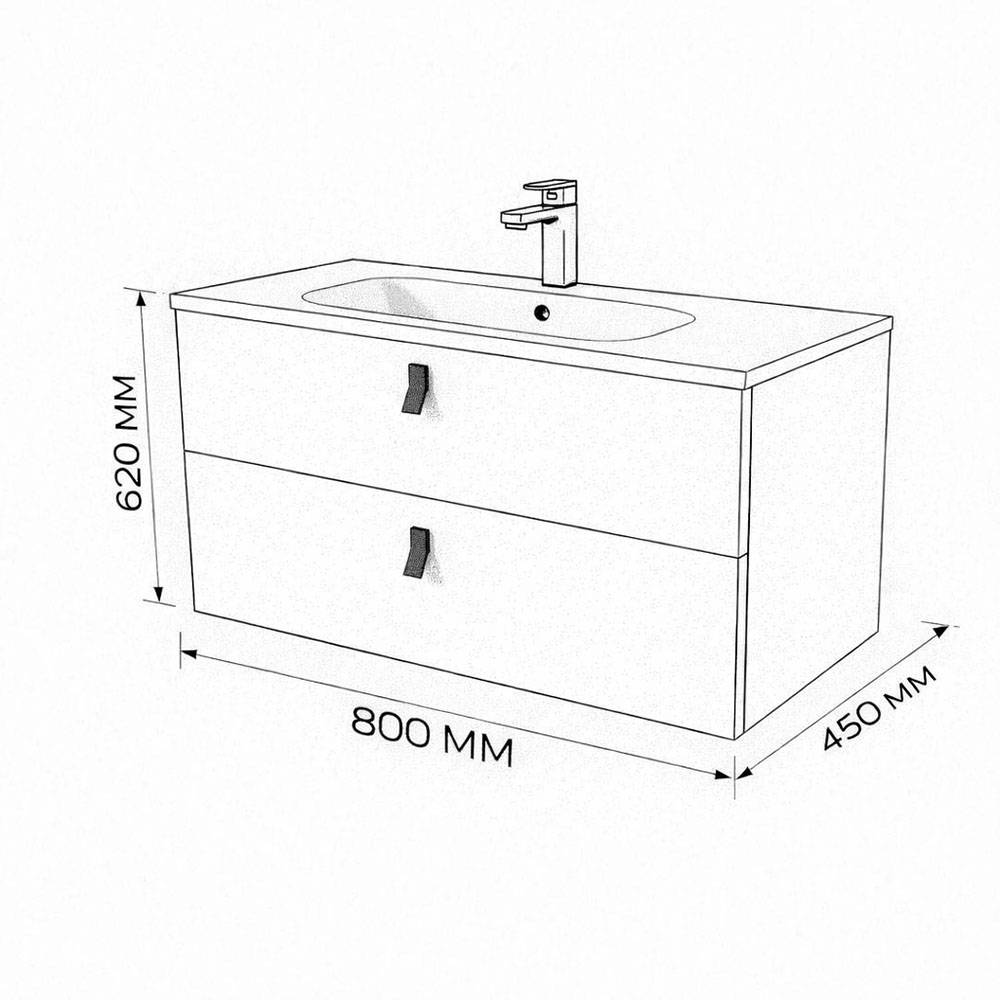 Тумба с раковиной Terminus Kontur KON10802200001O венге, графит, 80x62 фото 3