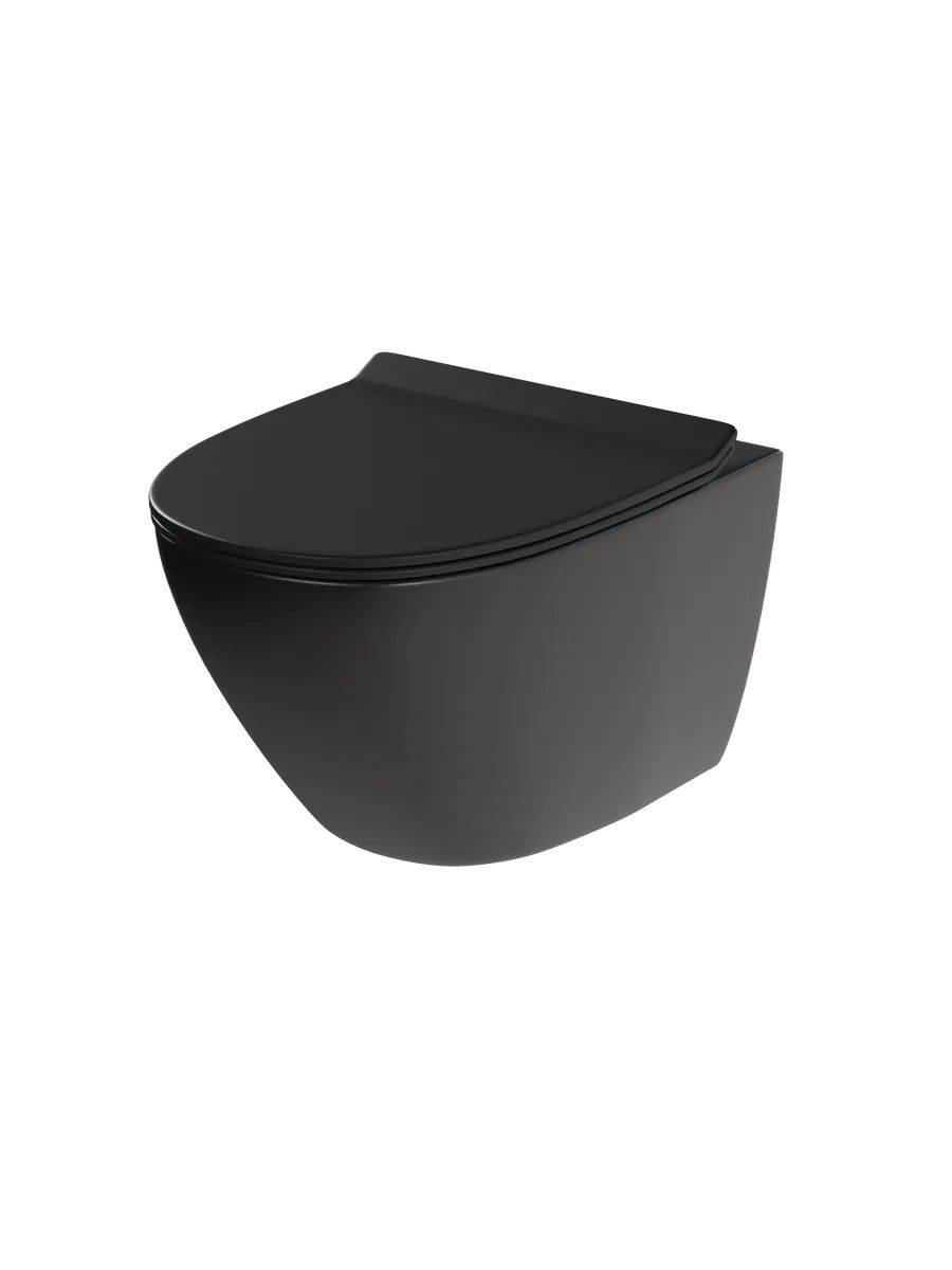 Унитаз подвесной Watersense Milana Pro Vortex W00160 безободковый, сиденье микролифт, черный матовый фото 11