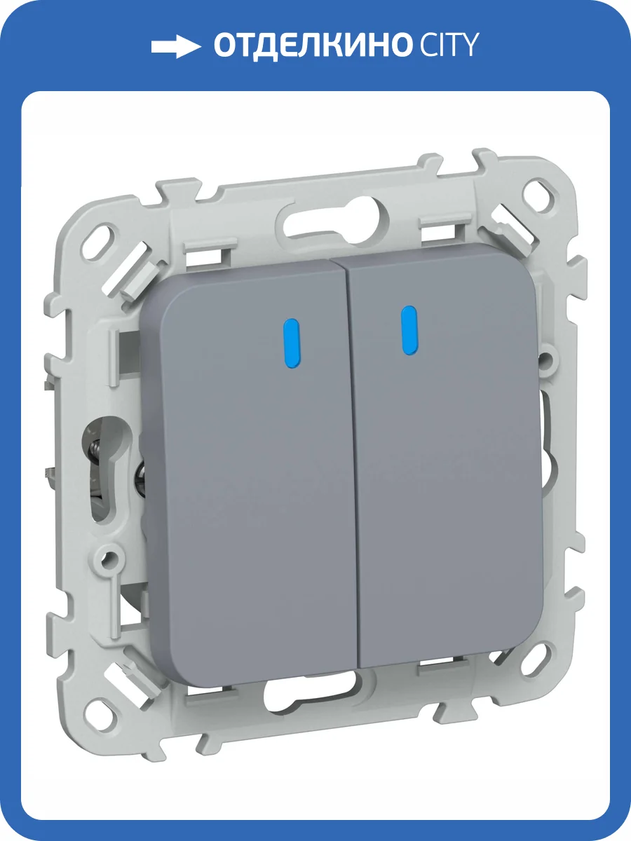 Выключатель 2-клавишный проходной IEK Flite FI-V22-1-10-1-K35 маренго фото 2