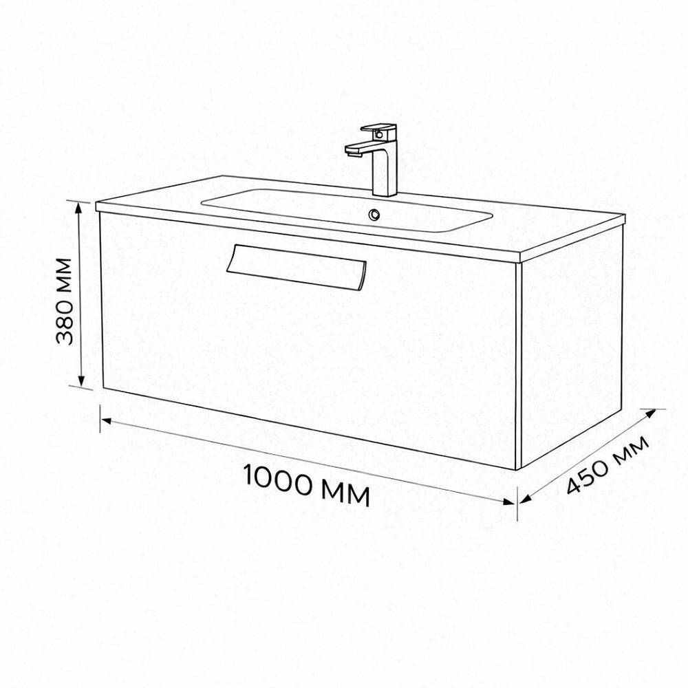 Тумба с раковиной Terminus Noto NOT101001099901O черный soft touch, 100x38 фото 3