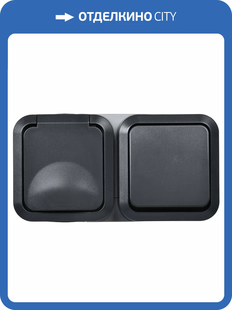 Розетка+Выключатель 1-клавишный IEK Tors TS-G10-6-55-V-K53 графит фото 3