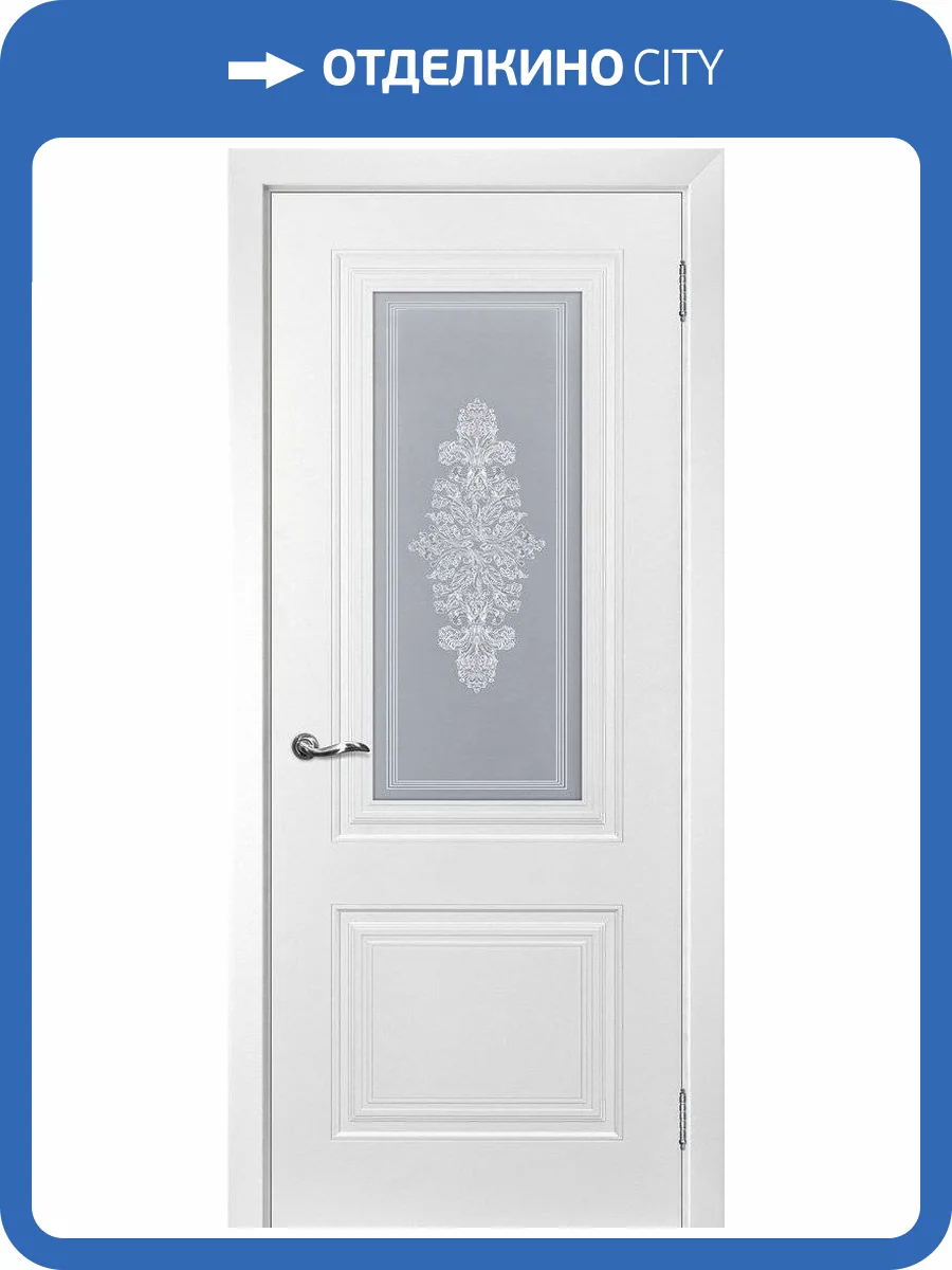 Межкомнатная дверь эмаль Текона Смальта-101, остекленная, Сапфир Ral 9003 белый 900x2000 фото 2