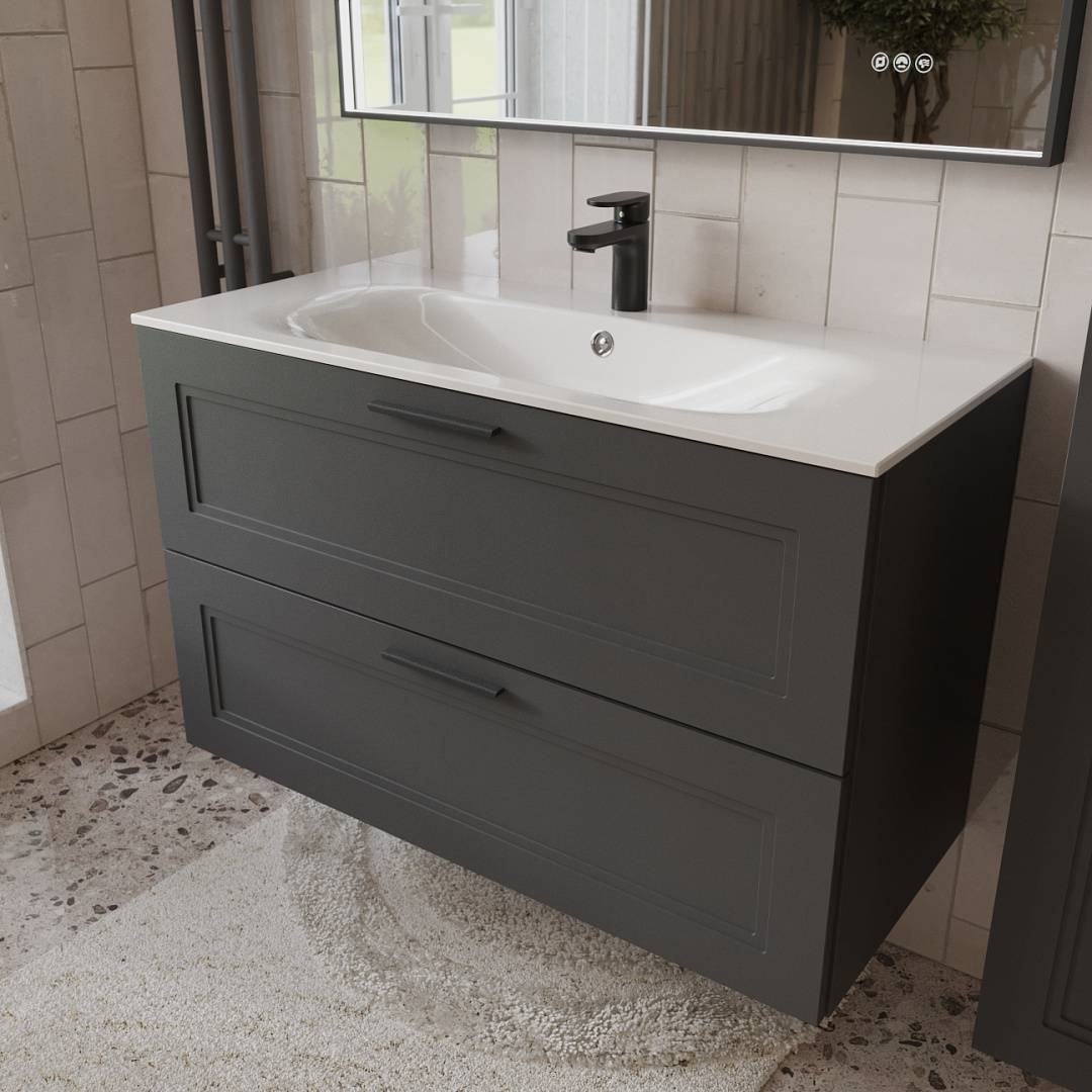 Тумба с раковиной Terminus Classik CLA101002701601O графит , 100x62