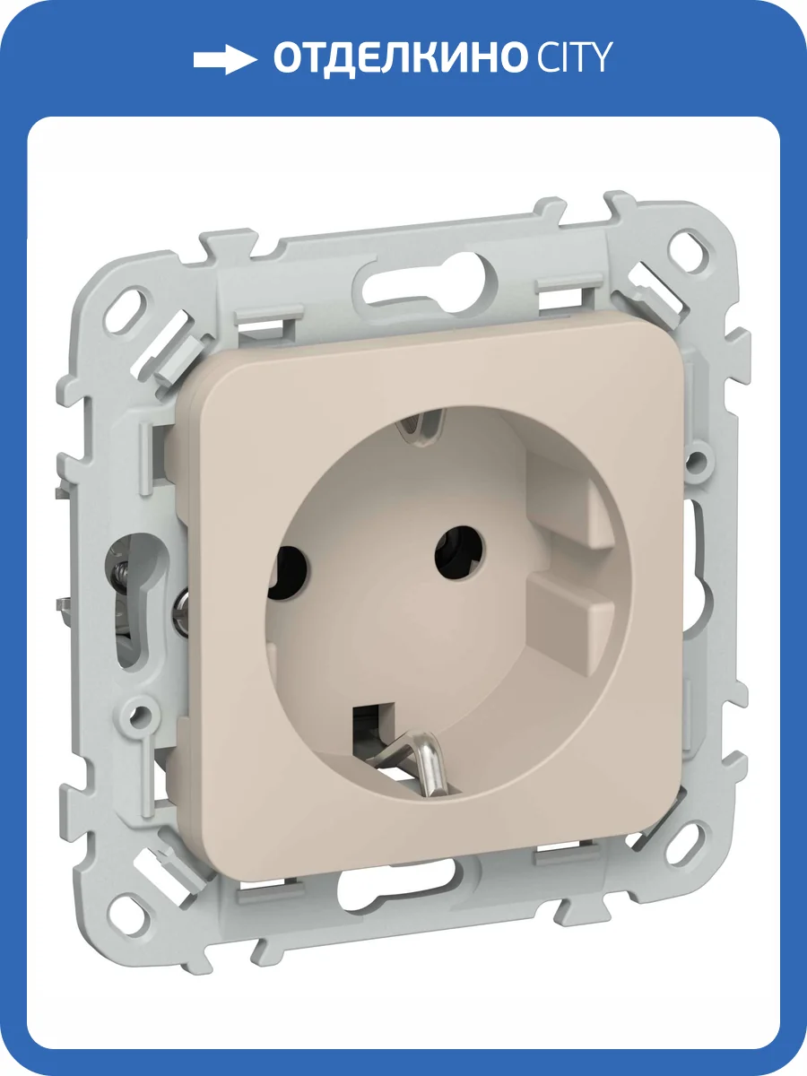 Розетка 1-местная с заземлением IEK Flite FI-R11-16-K88 льняной фото 2