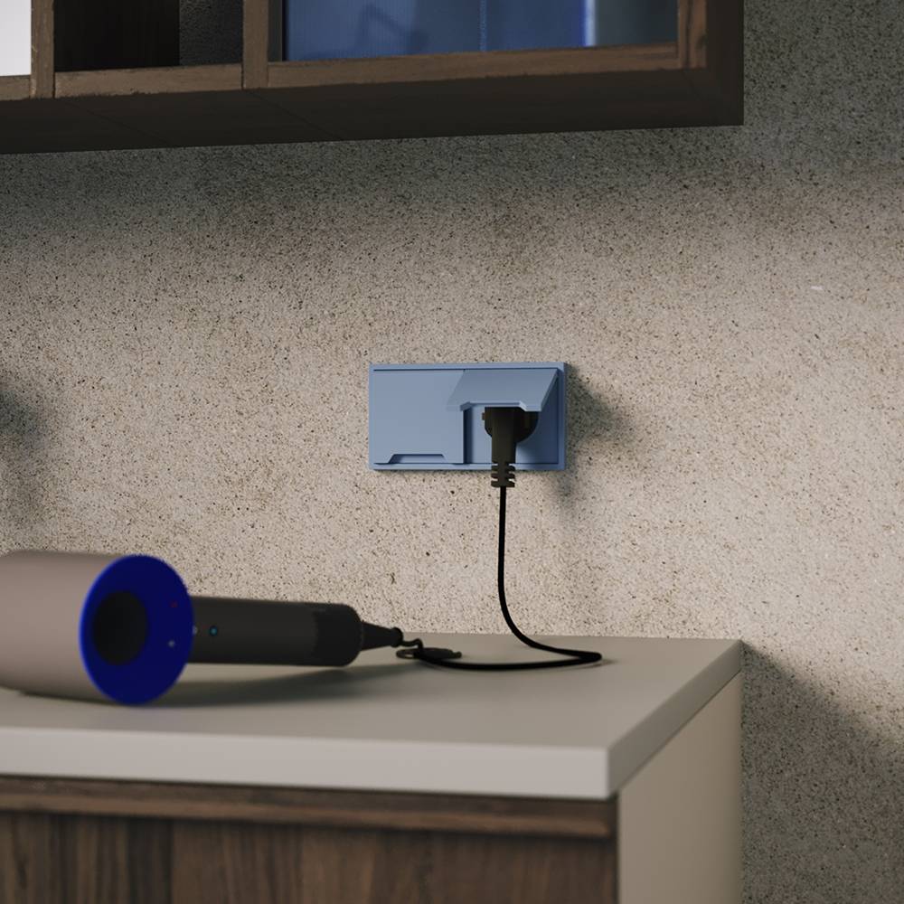 Лицевая панель для розетки с заземлением, шторками и крышкой Voltum S70 VLS000815 деним фото 5