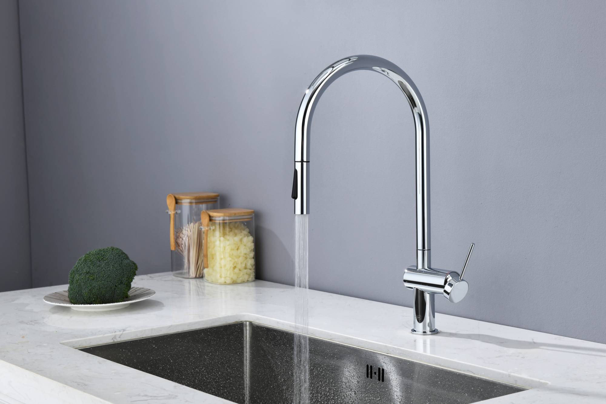 Смеситель для кухни AQUAme Cucina AQM9901CR с выдвижным изливом, хром фото 11