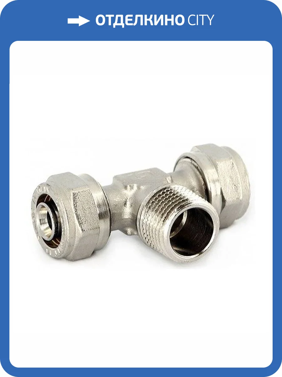 Тройник UNI-FITT обжим-Н-обжим 16 х 1/2 x 16, никелированный фото 2