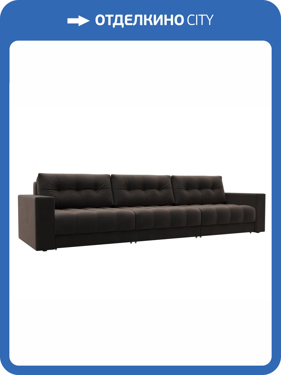 Прямой диван Лига Диванов Лига-049 НПБ Лонг 128425 SEVEN 727 коричневый, с декором фото 11