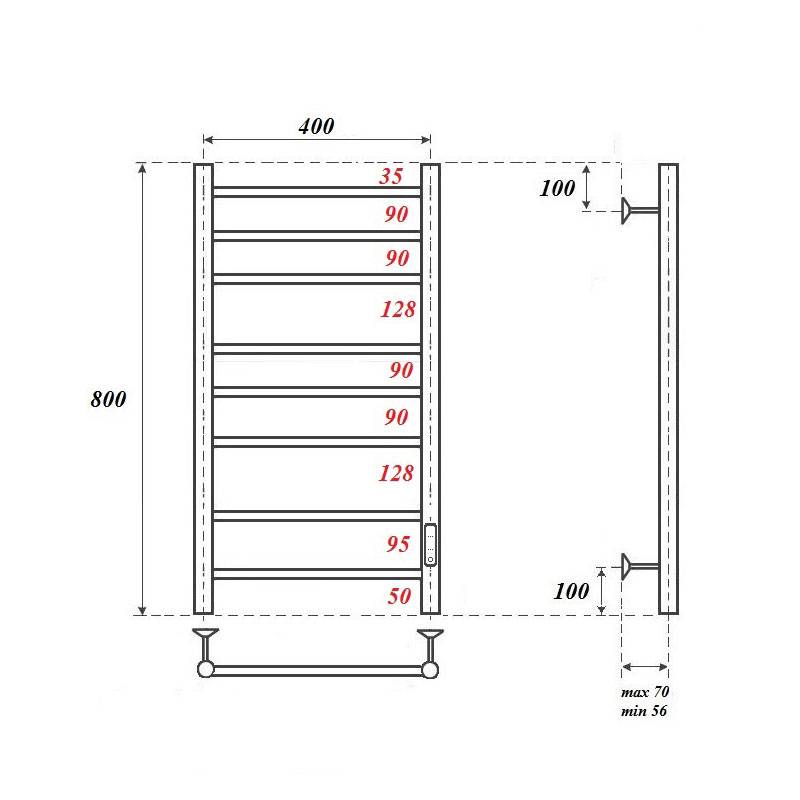 Полотенцесушитель электрический Apextermo Стелла ST00184GL золотой матовый, 80x40 фото 4