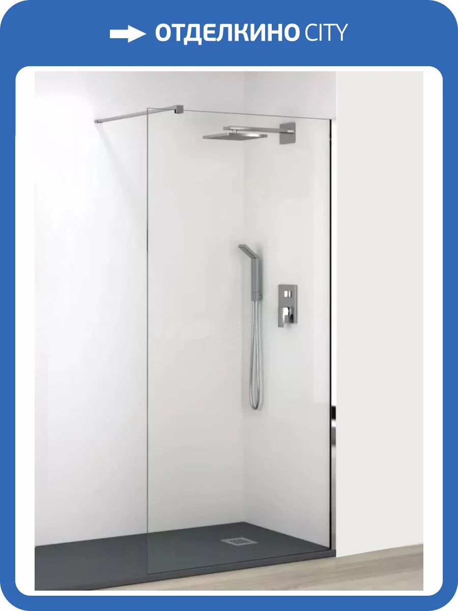 Душевая перегородка Parly T80 профиль глянцевый хром, стекло прозрачное фото 4