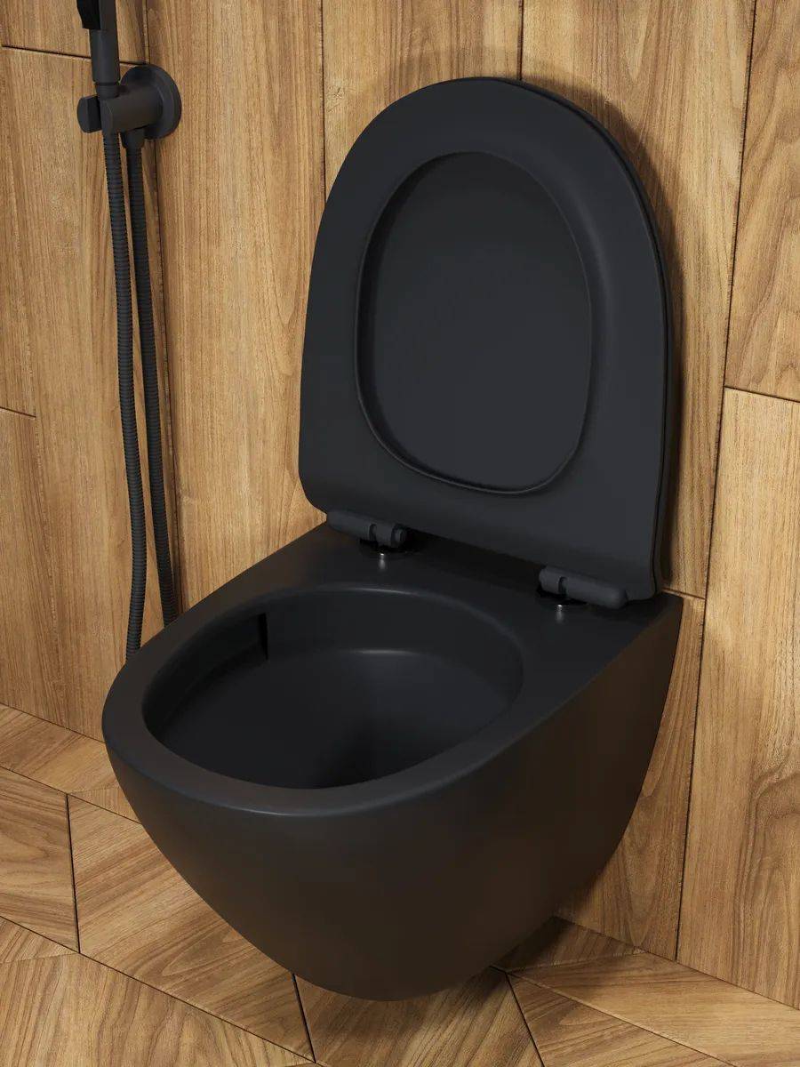 Унитаз подвесной Watersense Milana Pro Vortex W00160 безободковый, сиденье микролифт, черный матовый фото 9