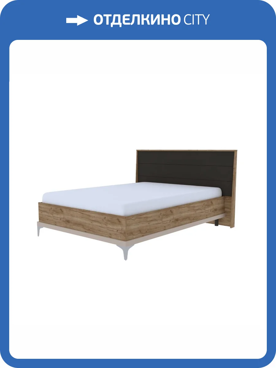 Кровать Глазов Мебель Кара 10 00-00142468 дуб крафт/бежевый, с ортопедическим основанием 140x200 фото 2