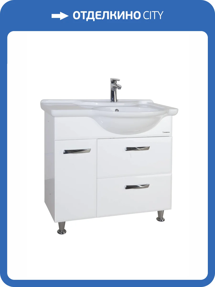 Тумба под раковину Bellezza Балтика 90 2 ящ. R Белый фото 3