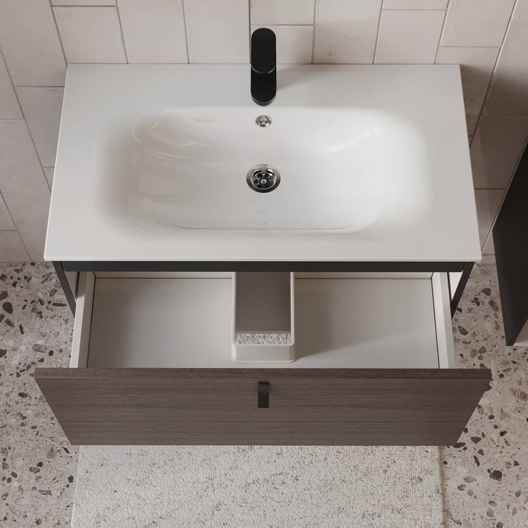 Тумба с раковиной Terminus Kontur KON10801200001O венге, графит, 80x38 фото 2