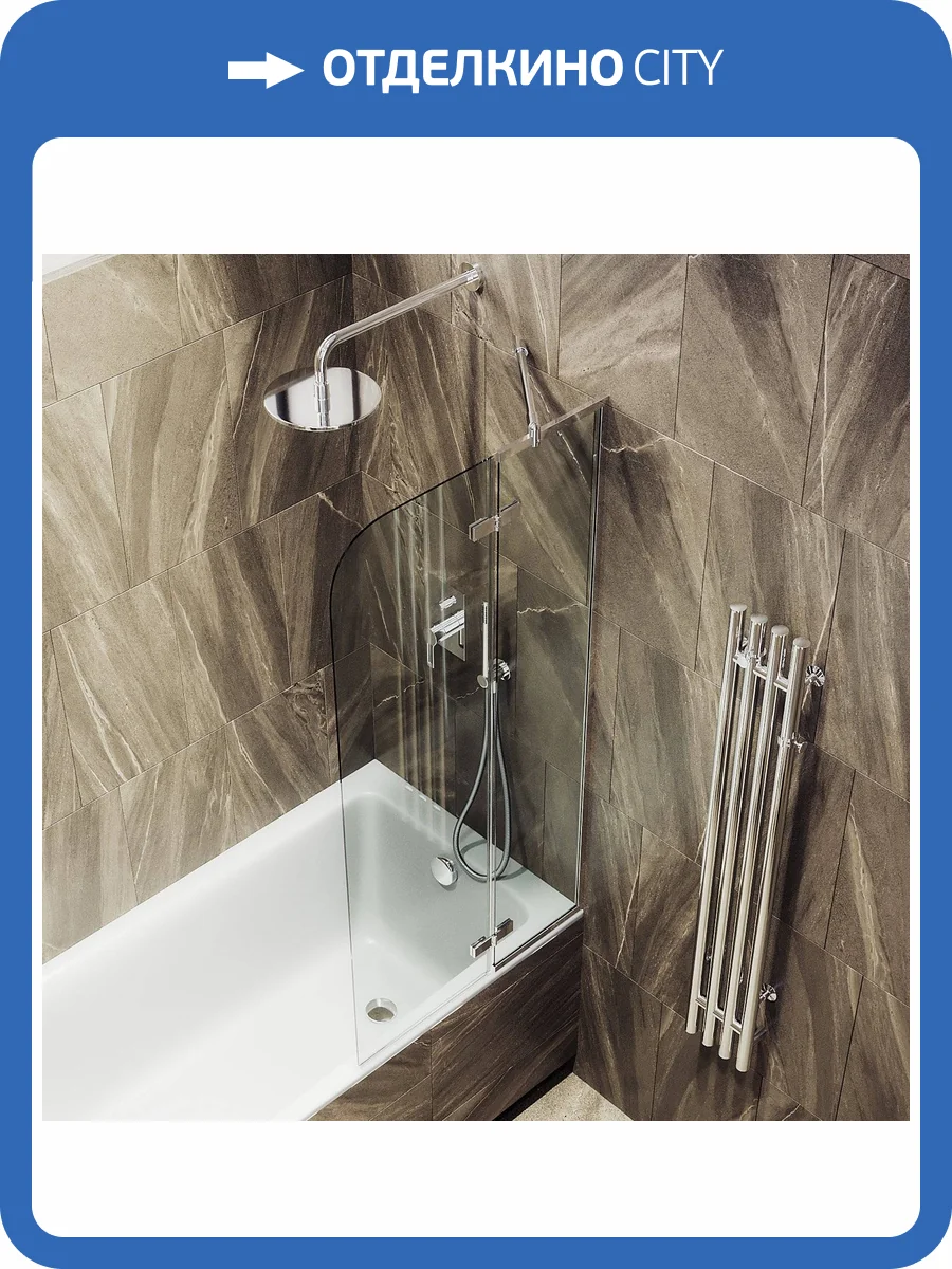 Шторка на ванну MaybahGlass MGV-656-4 69x140, поворотная, стекло прозрачное 6 мм, профиль хром глянцевый фото 7