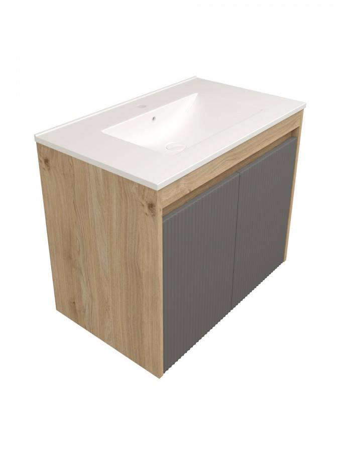 Фасад для тумбы Watersense Paula W01764 графит, 75 см