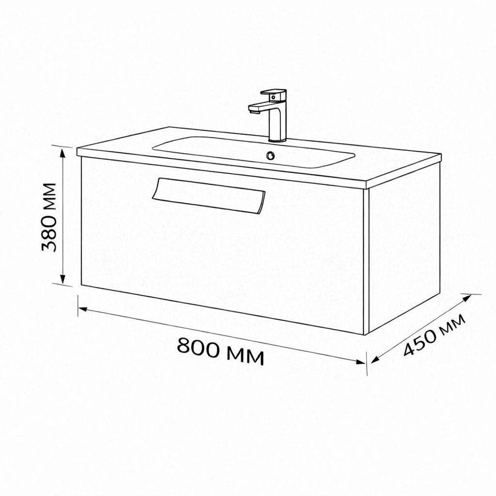 Тумба с раковиной Terminus Noto NOT10801099901O черный soft touch, 80x38 фото 3