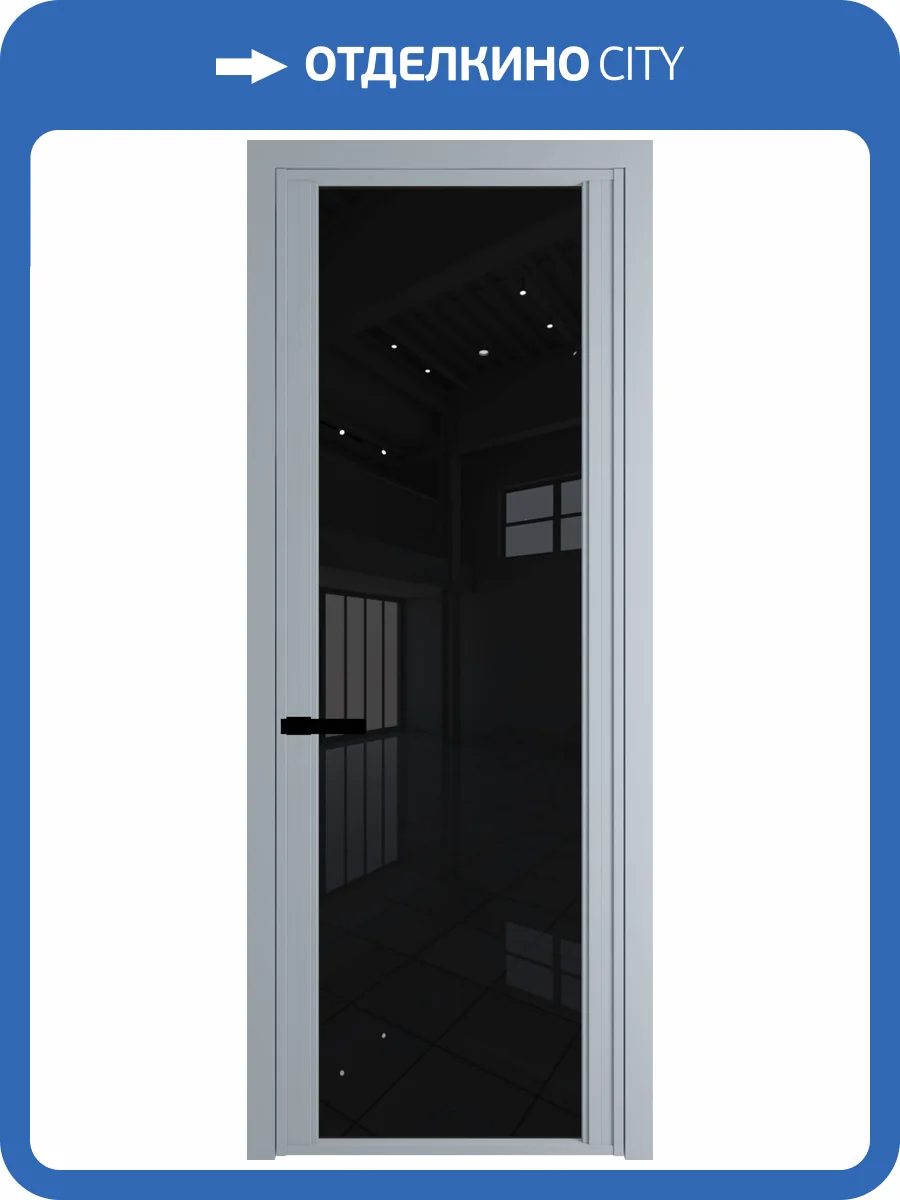 Межкомнатная дверь Profil Doors 2 AGP цвет профиля Серебро, стекло безопасное 6 мм черный триплекс 800x2000 фото 2
