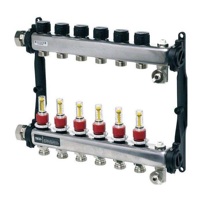 Коллектор TECE для теплого пола с расходомерами 1х3/4ЕК 5 контуров ...