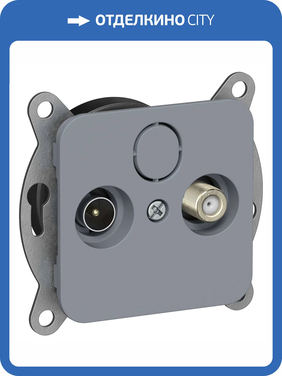 ТВ-розетка TV+SAT проходная IEK Flite FI-AF23-P-K35 маренго фото 2