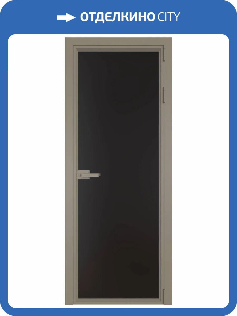 Межкомнатная дверь Profil Doors 1 AV цвет профиля Никель матовый, стекло безопасное 6 мм монохром черный 600x2000 фото 2