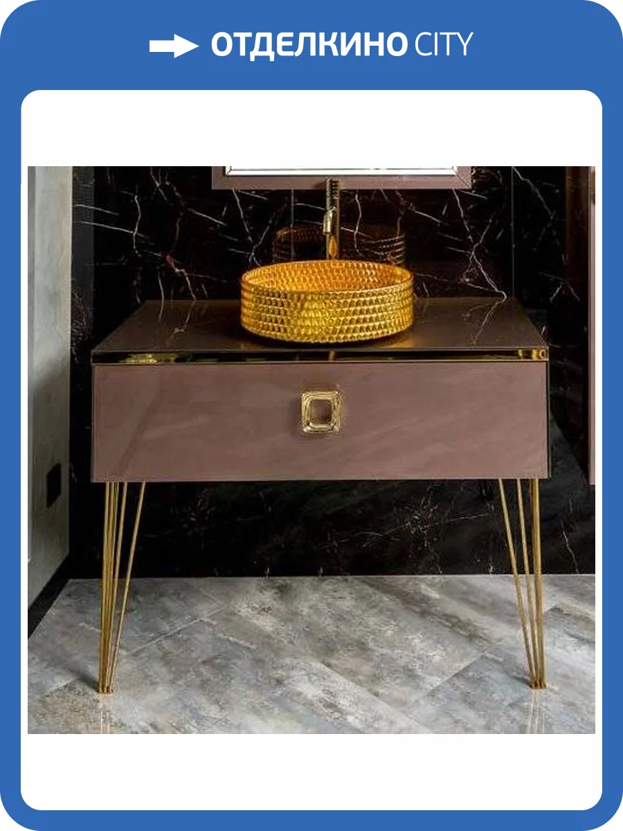 Тумба с раковиной Armadi Art Lucido 100 лиловая, раковина 817-G, ножки золото фото 7