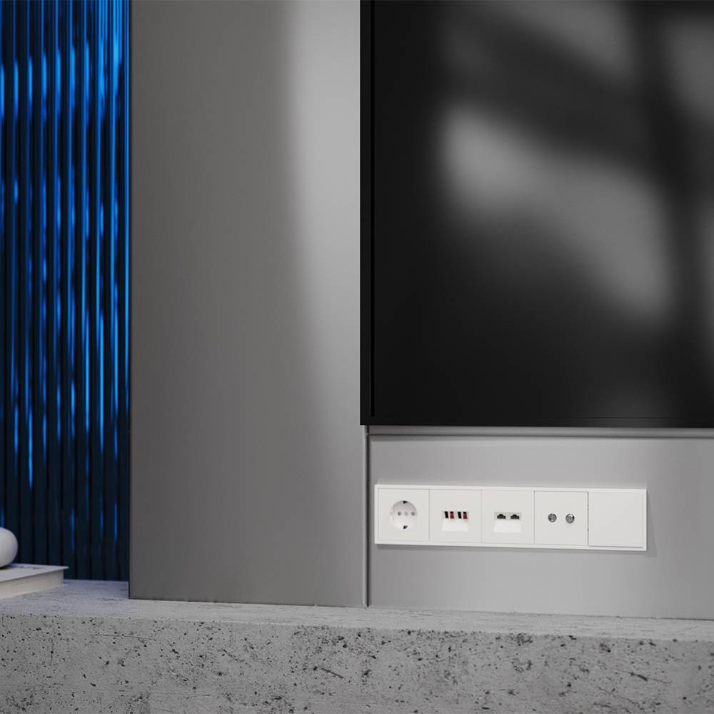 Лицевая панель для двойной компьютерной розетки RJ-45 Voltum S70 VLS001413 хлопок фото 5